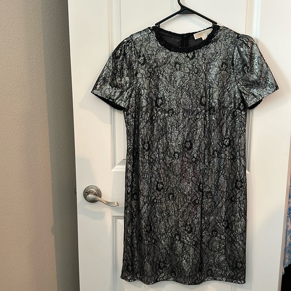 Michael Kors mini sequin dress with lace overlay
